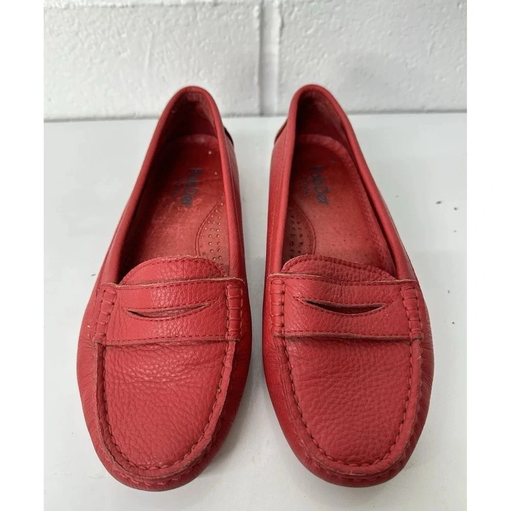 PabDer Donna Red‎ Leather Women's Driving Moc Penny Loafer / Size 36